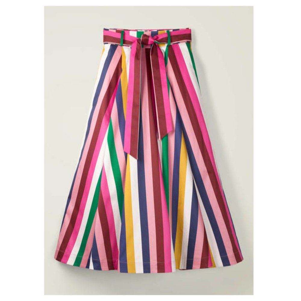 Boden Brooke Blue and Formica Stripe Belted Skirt - Picture 6 of 13
